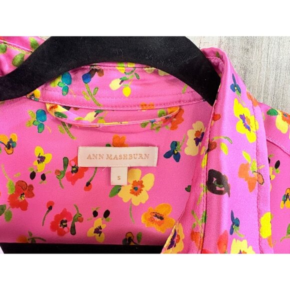 Ann Mashburn Sz S Isla Maxi Dress Pink Floral Charmeuse EUC - Picture 7 of 16